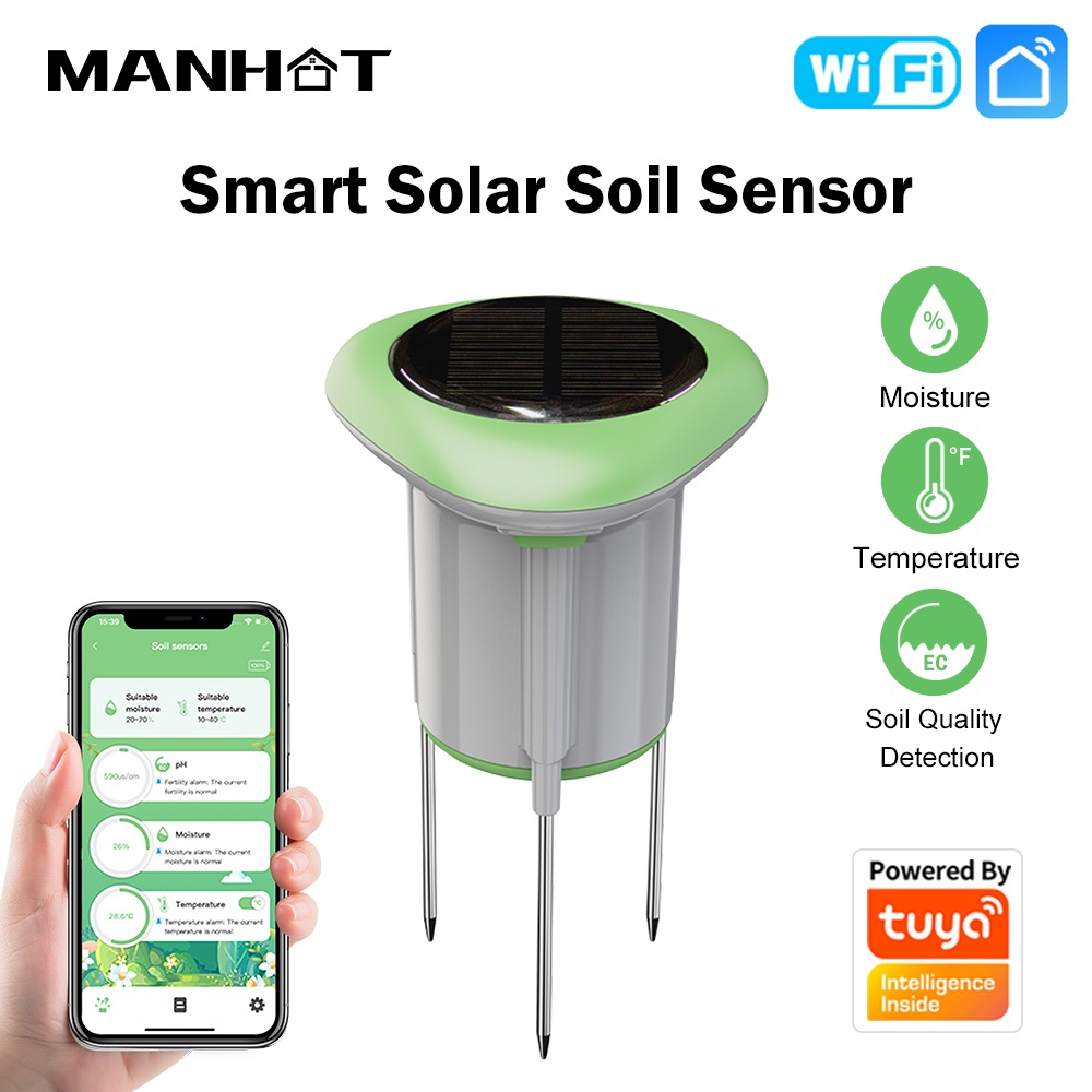 Smart Garden Sensors - MANHOT WiFi Smart Solar Bodemsensor 3in1