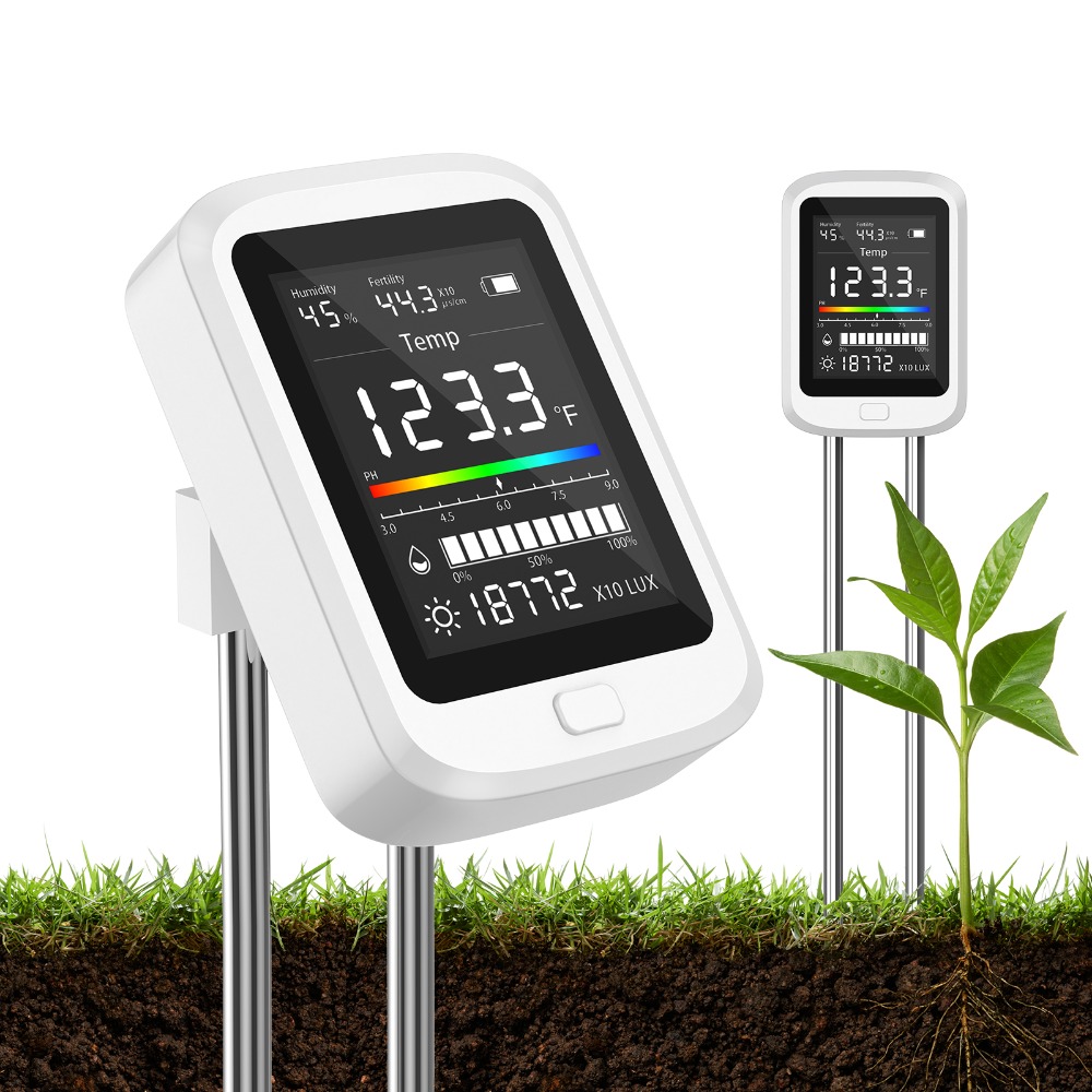 Soil Test Digital - 6-in-1 bodemtestkit Oplaadbare digitale Ph-meter Milieu-