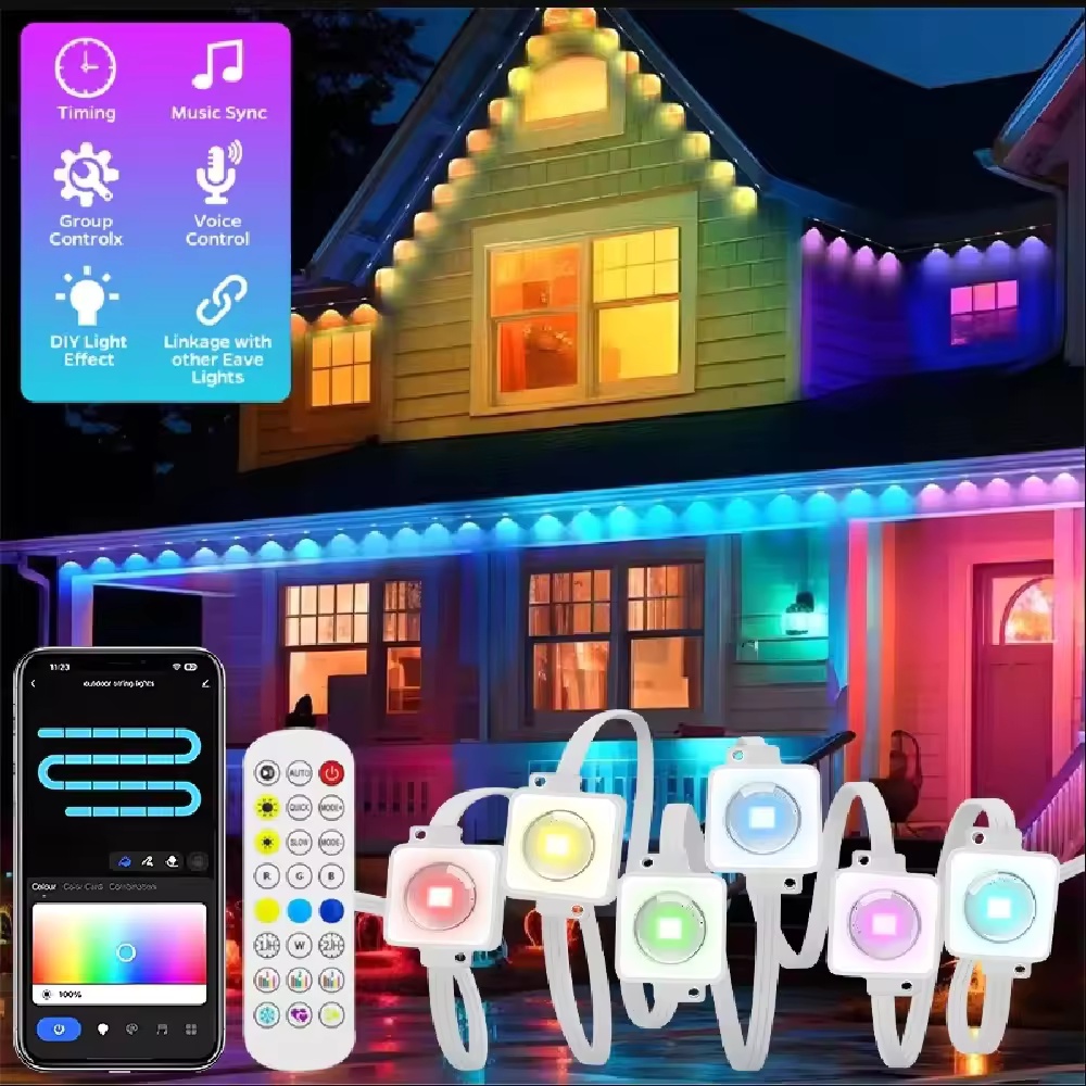 Smart Garden Light Controller - 15M/30M/45M/60M/90M RGBIC Slimme Dakrandverlichting met APP/Afstandsbediening